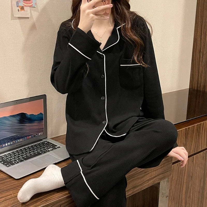 Spring and Autumn Women's Long Sleeve Pajamas Homewear Set Girls