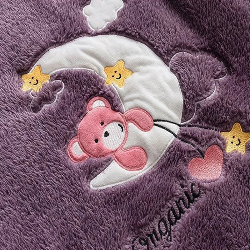 2PCS/Set Thickened Warm Fashion Autumn and Winter Pajamas Long-Sleeved