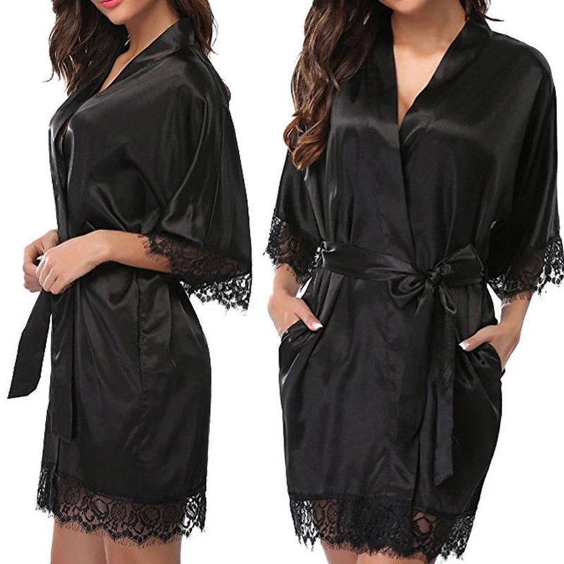 1 Piece Women's Underwear Glossy Robe Pajamas Ice Silk plus Size