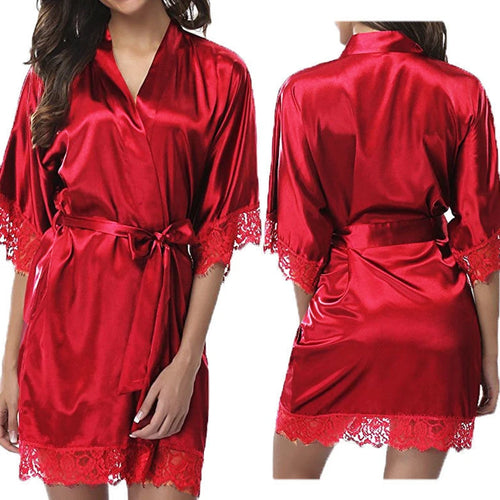1 Piece Women's Underwear Glossy Robe Pajamas Ice Silk plus Size
