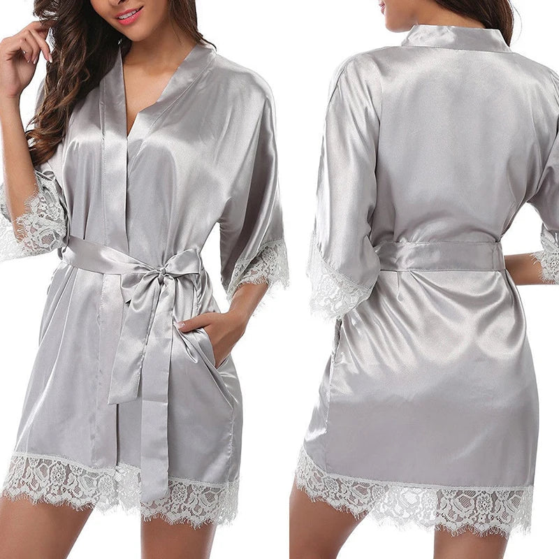 1 Piece Women's Underwear Glossy Robe Pajamas Ice Silk plus Size